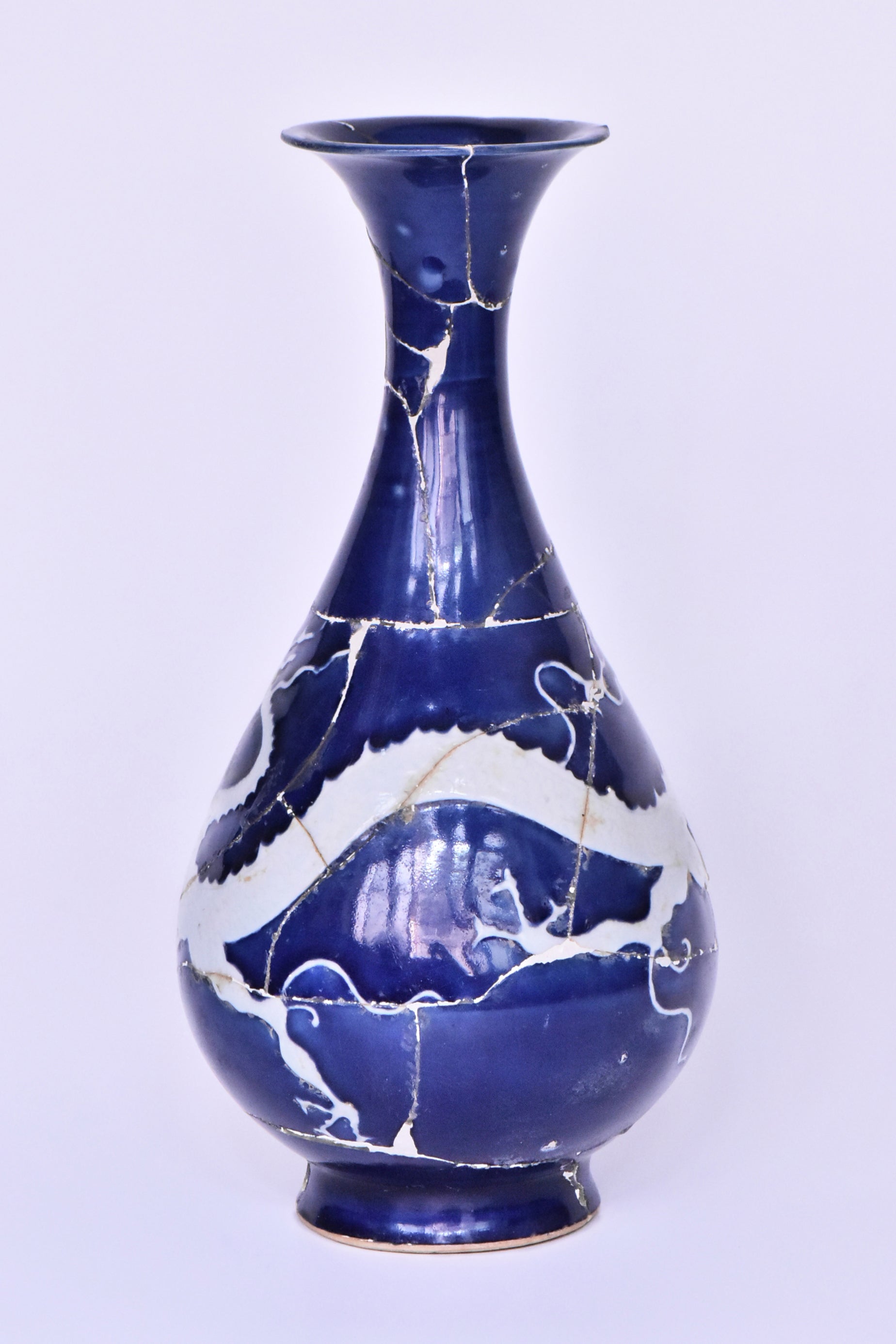 P279: Chinese Blue Ground Dragon Vase Yuan Dynasty Style