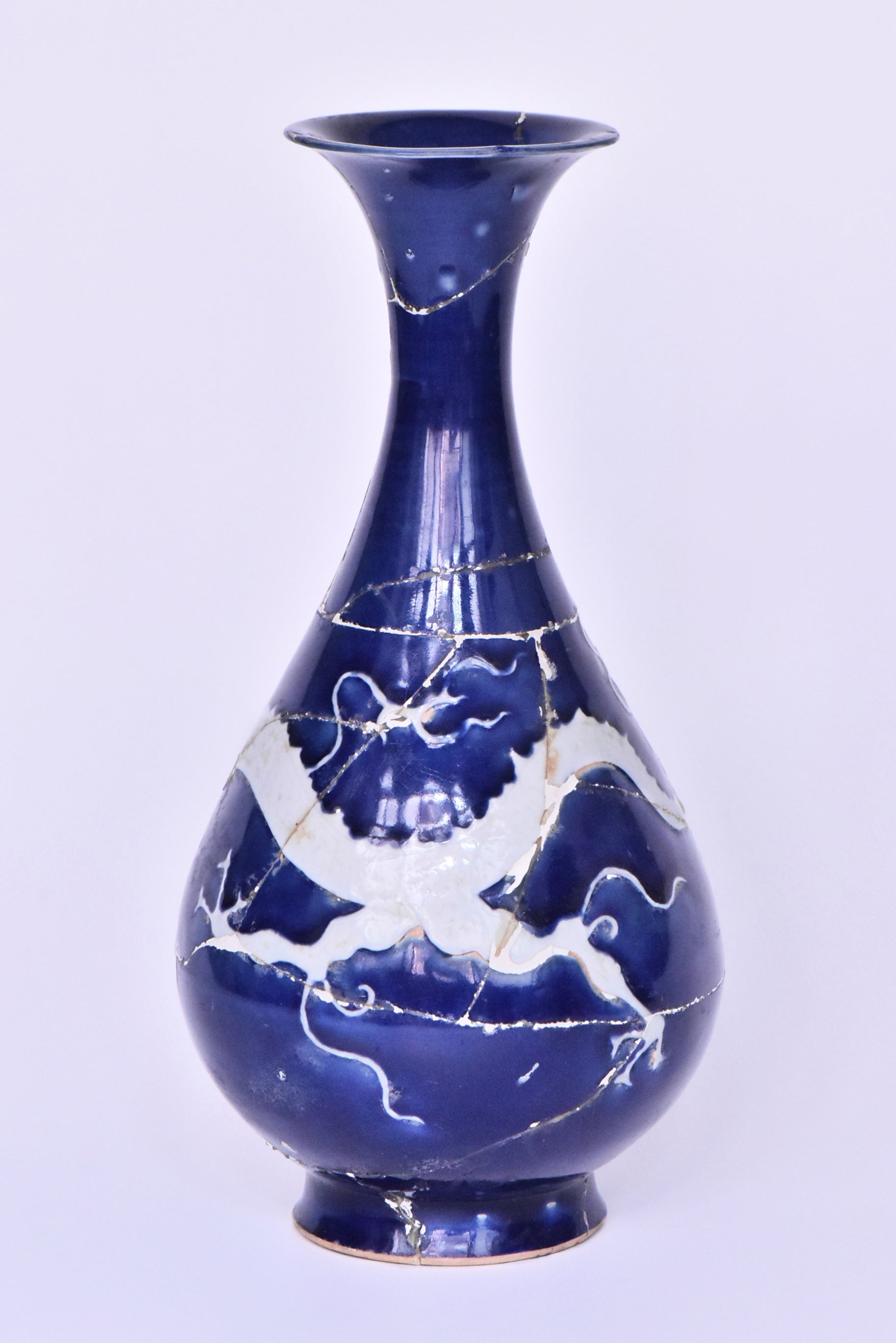 P279: Chinese Blue Ground Dragon Vase Yuan Dynasty Style