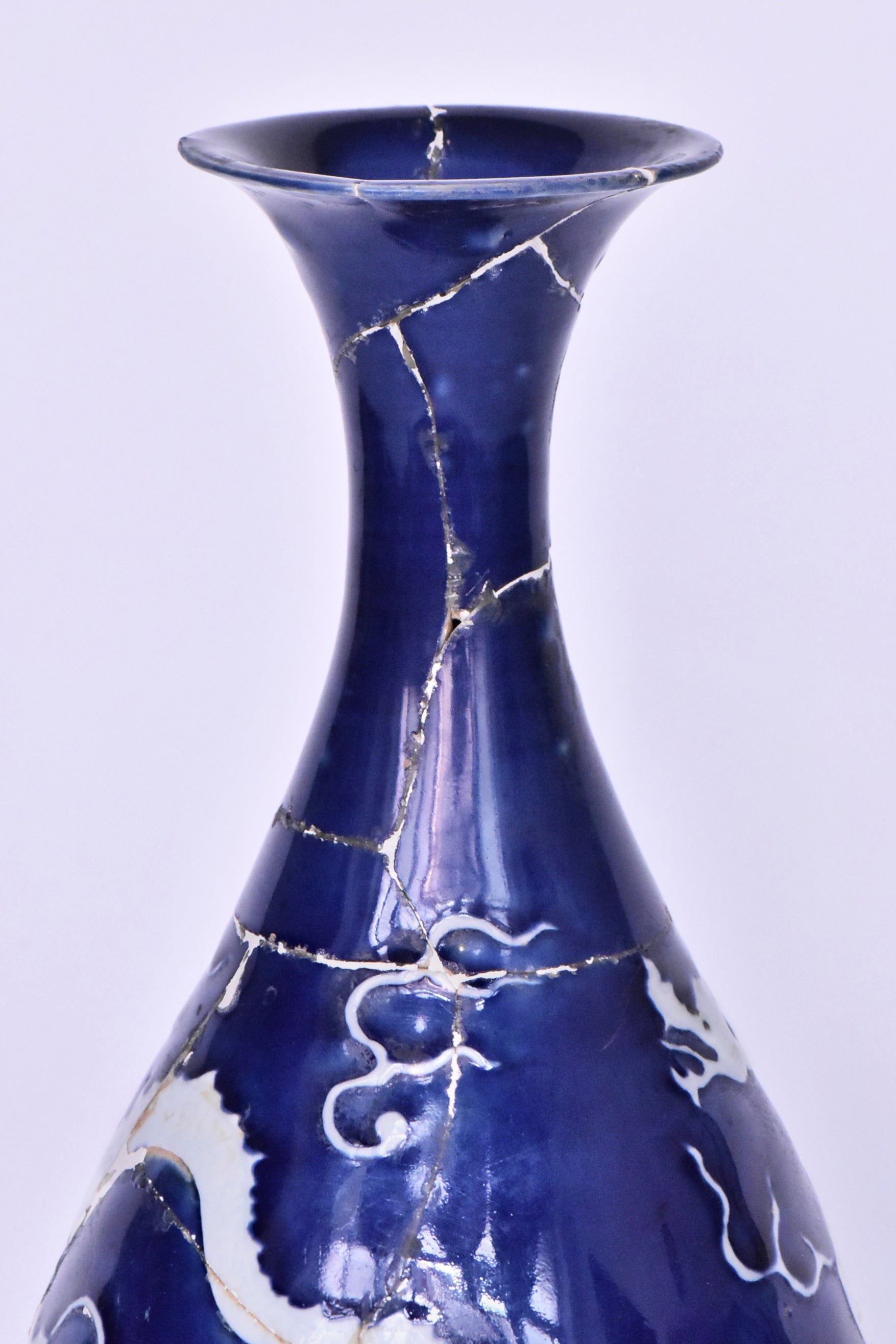 P279: Chinese Blue Ground Dragon Vase Yuan Dynasty Style