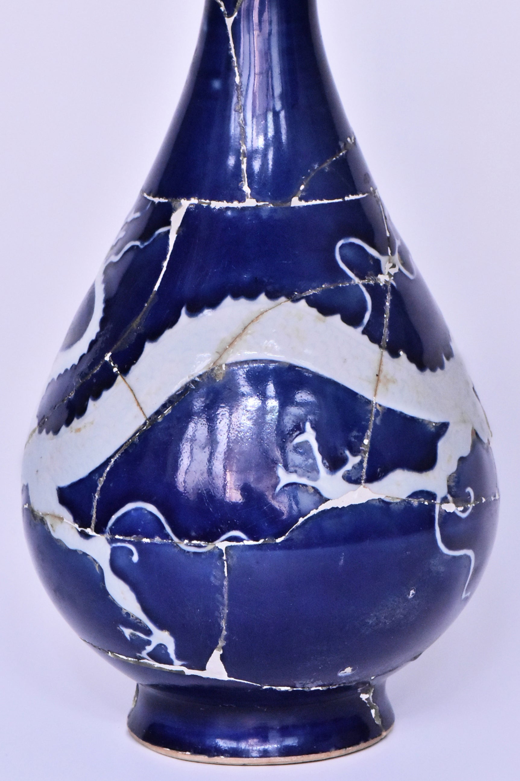 P279: Chinese Blue Ground Dragon Vase Yuan Dynasty Style