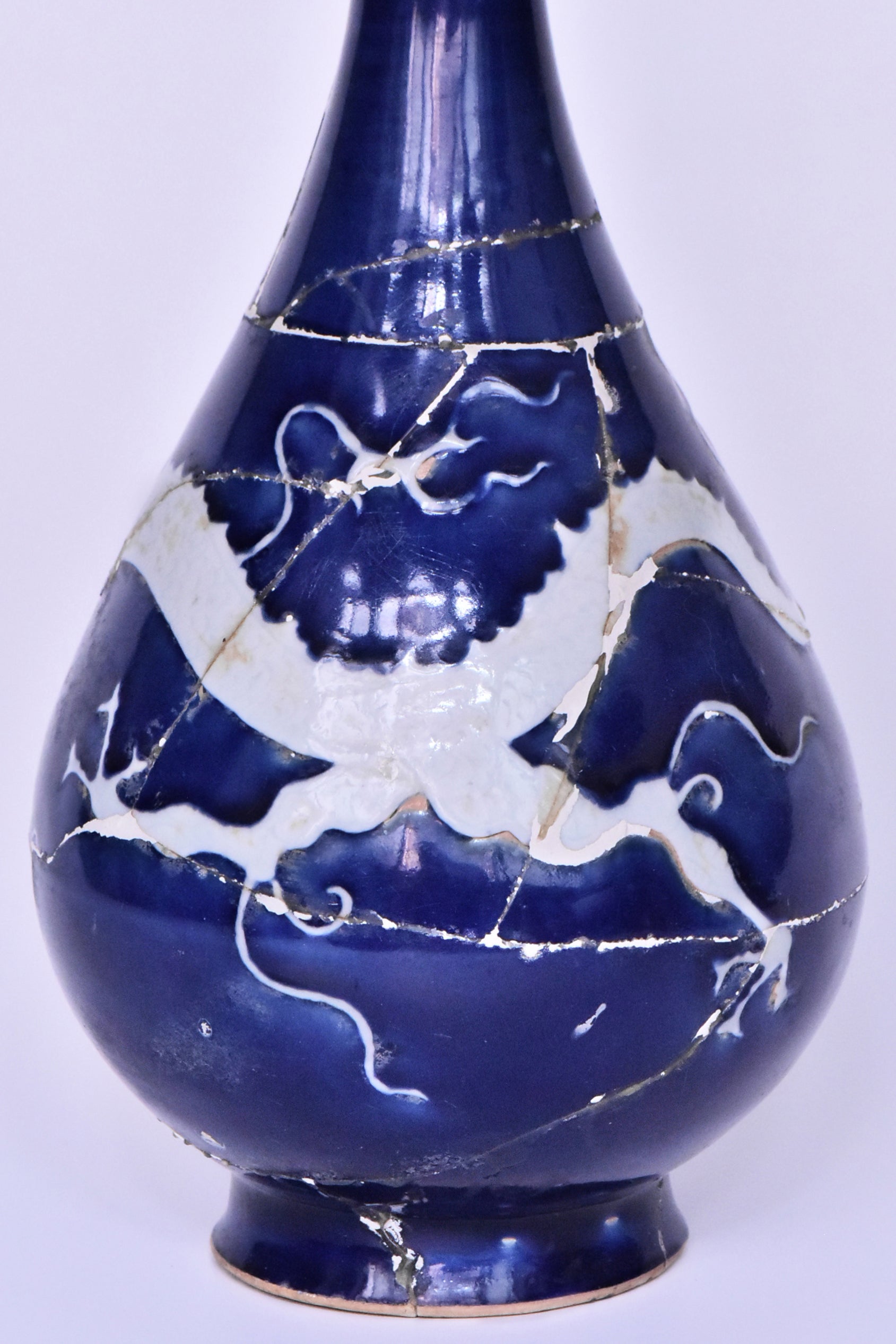 P279: Chinese Blue Ground Dragon Vase Yuan Dynasty Style