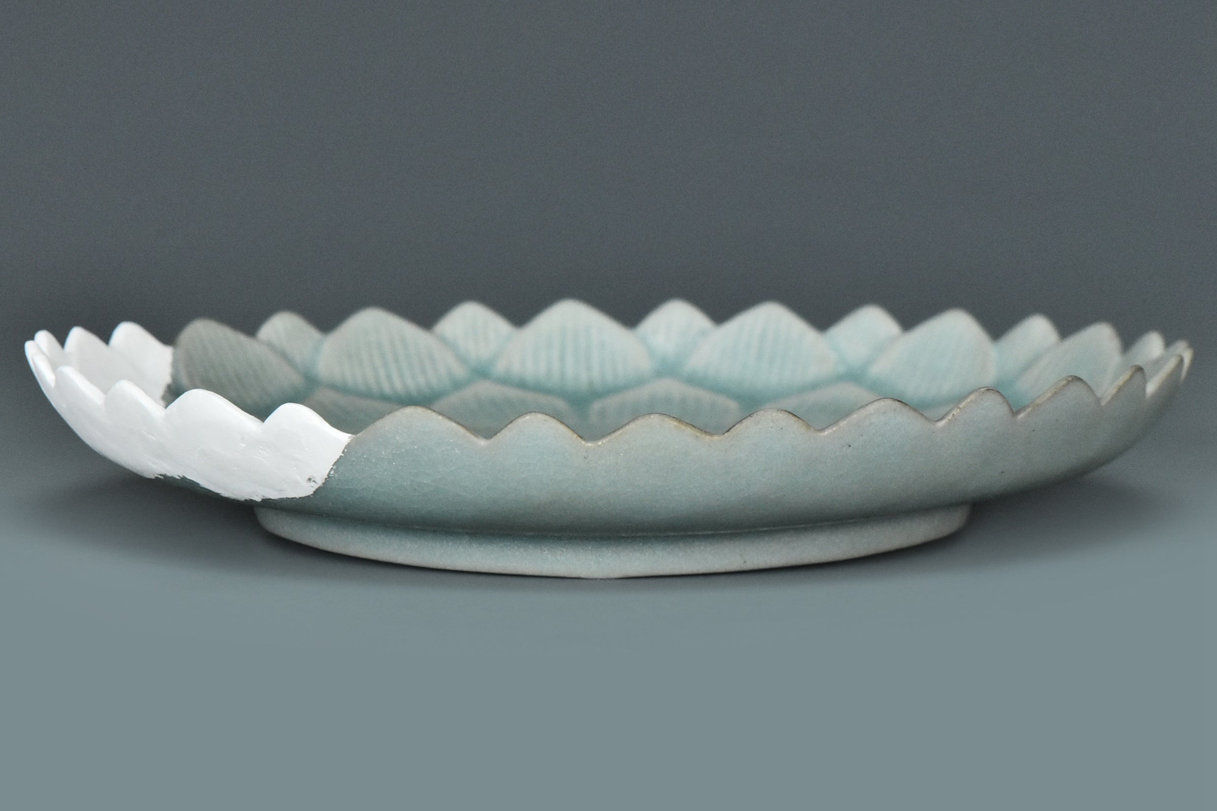 P837: Chinese Ruyao Carved Dish Song Dynasty Style