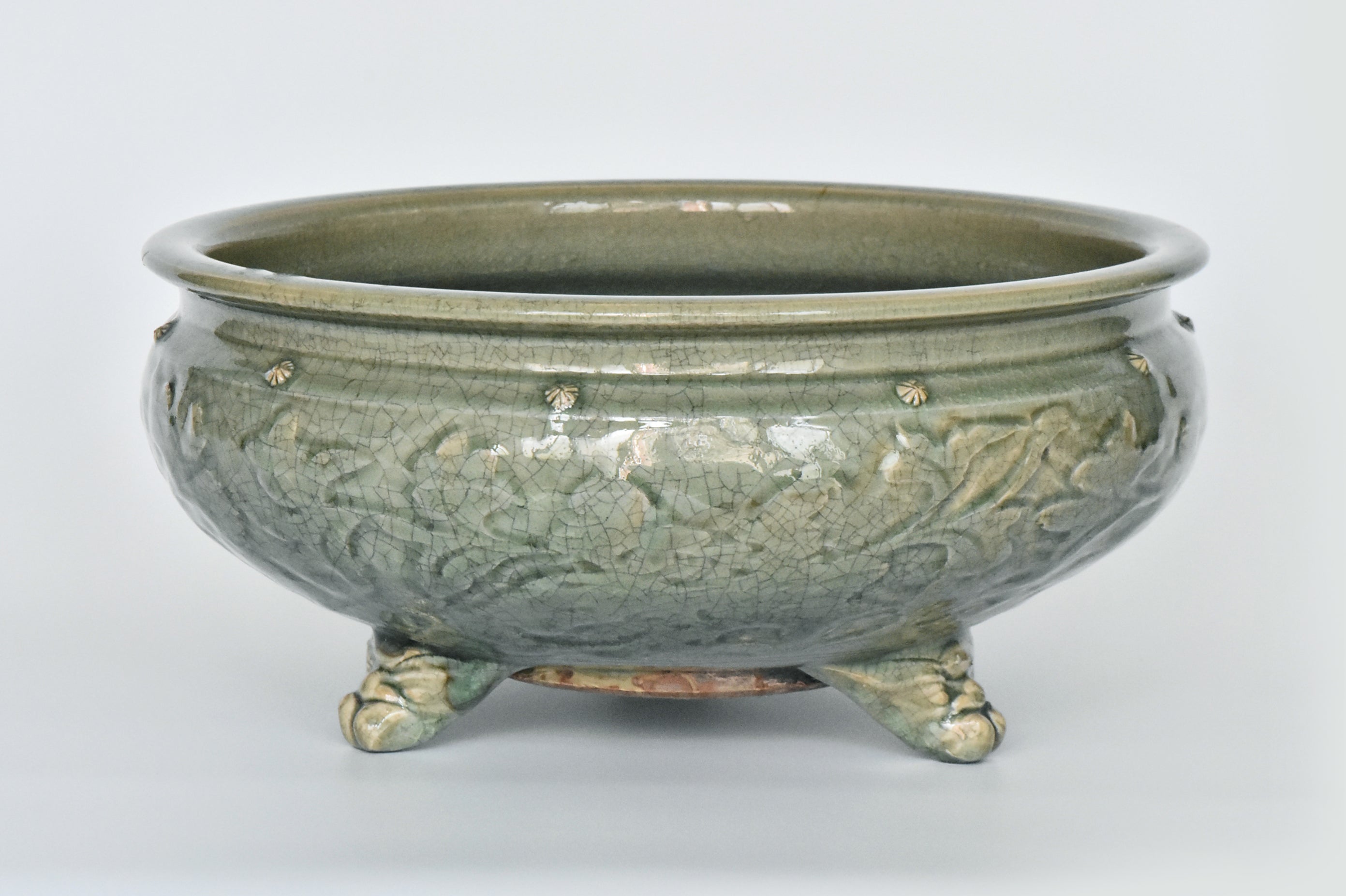 P929: Chinese Large Celadon Glazed Incense Burner Ming Dynasty Style