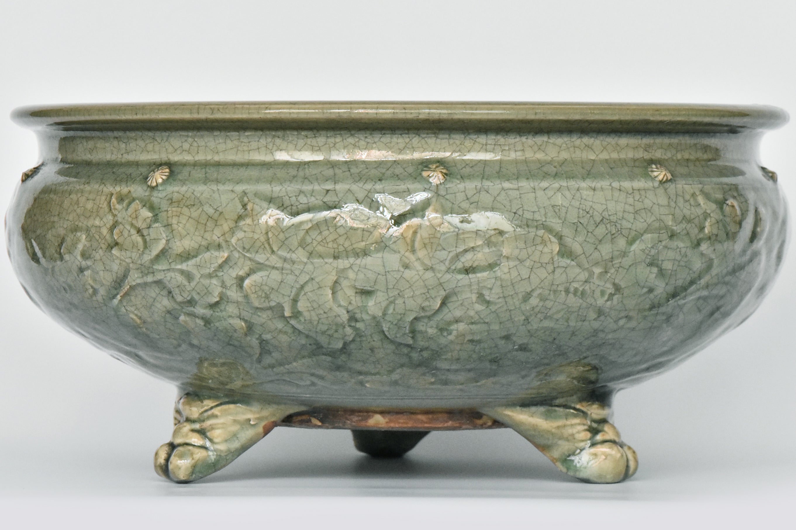 P929: Chinese Large Celadon Glazed Incense Burner Ming Dynasty Style