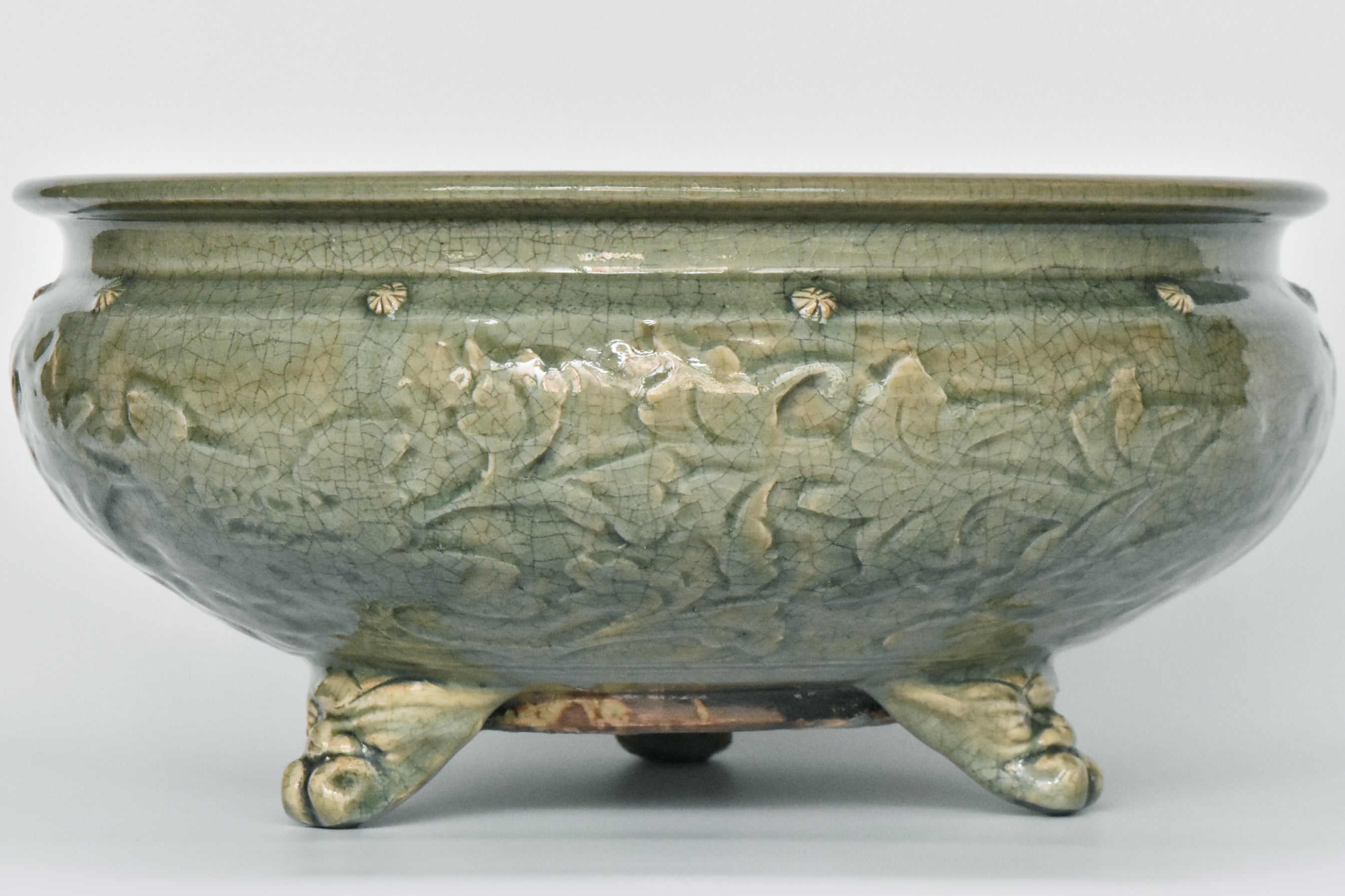P929: Chinese Large Celadon Glazed Incense Burner Ming Dynasty Style