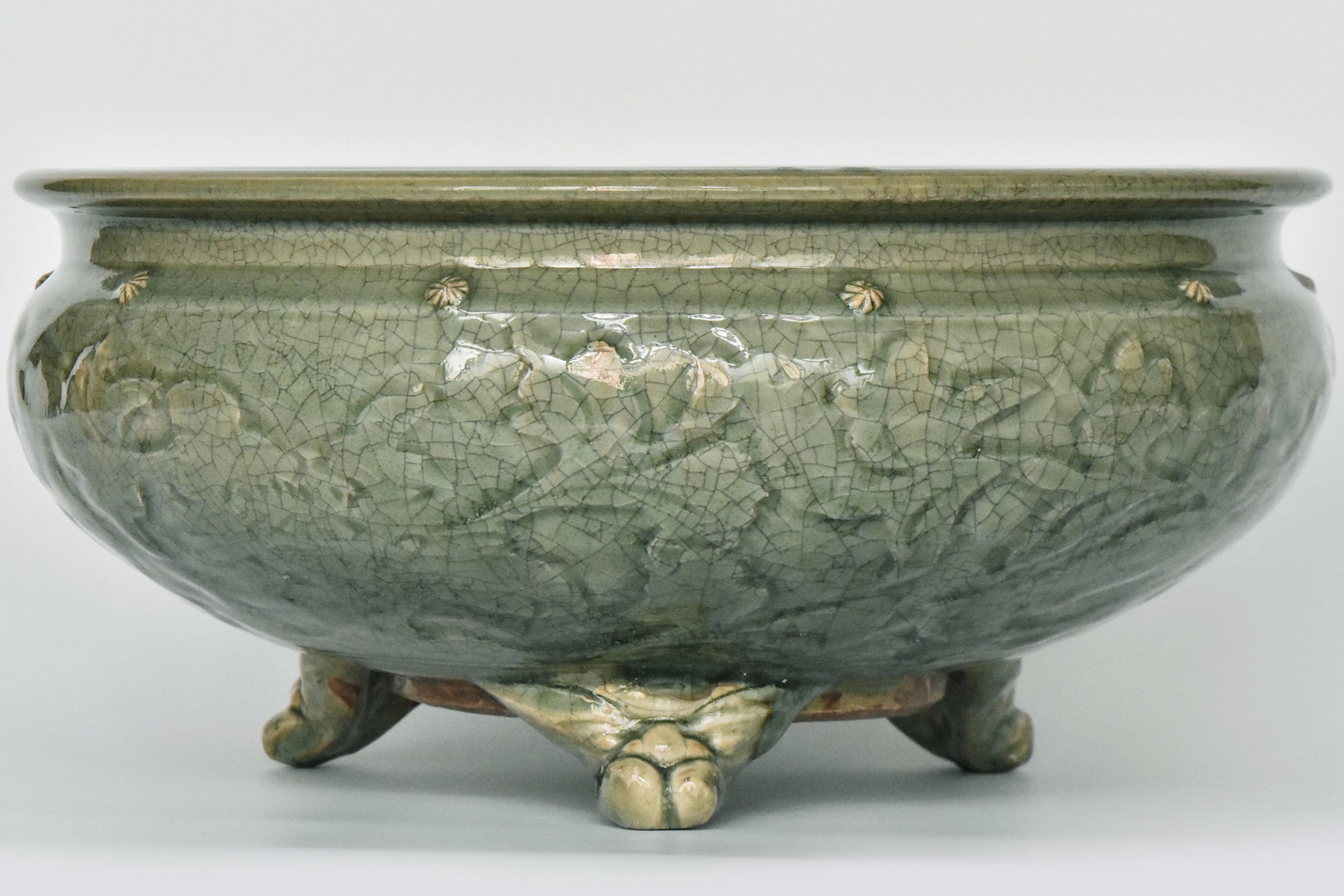 P929: Chinese Large Celadon Glazed Incense Burner Ming Dynasty Style