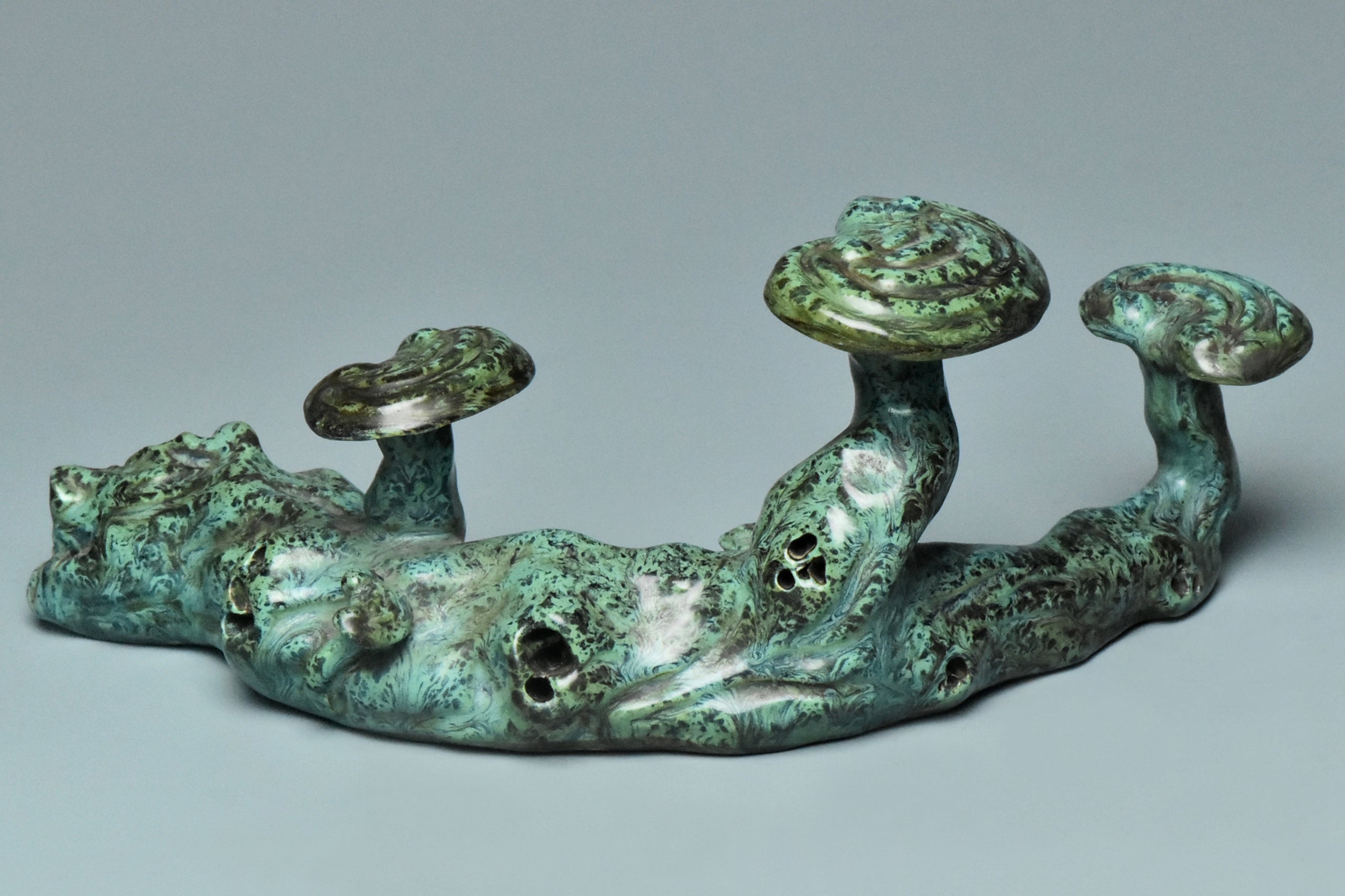 R000: Chinese Turquoise Glazed Brush Rest Hall Mark Qing Qianlong Style