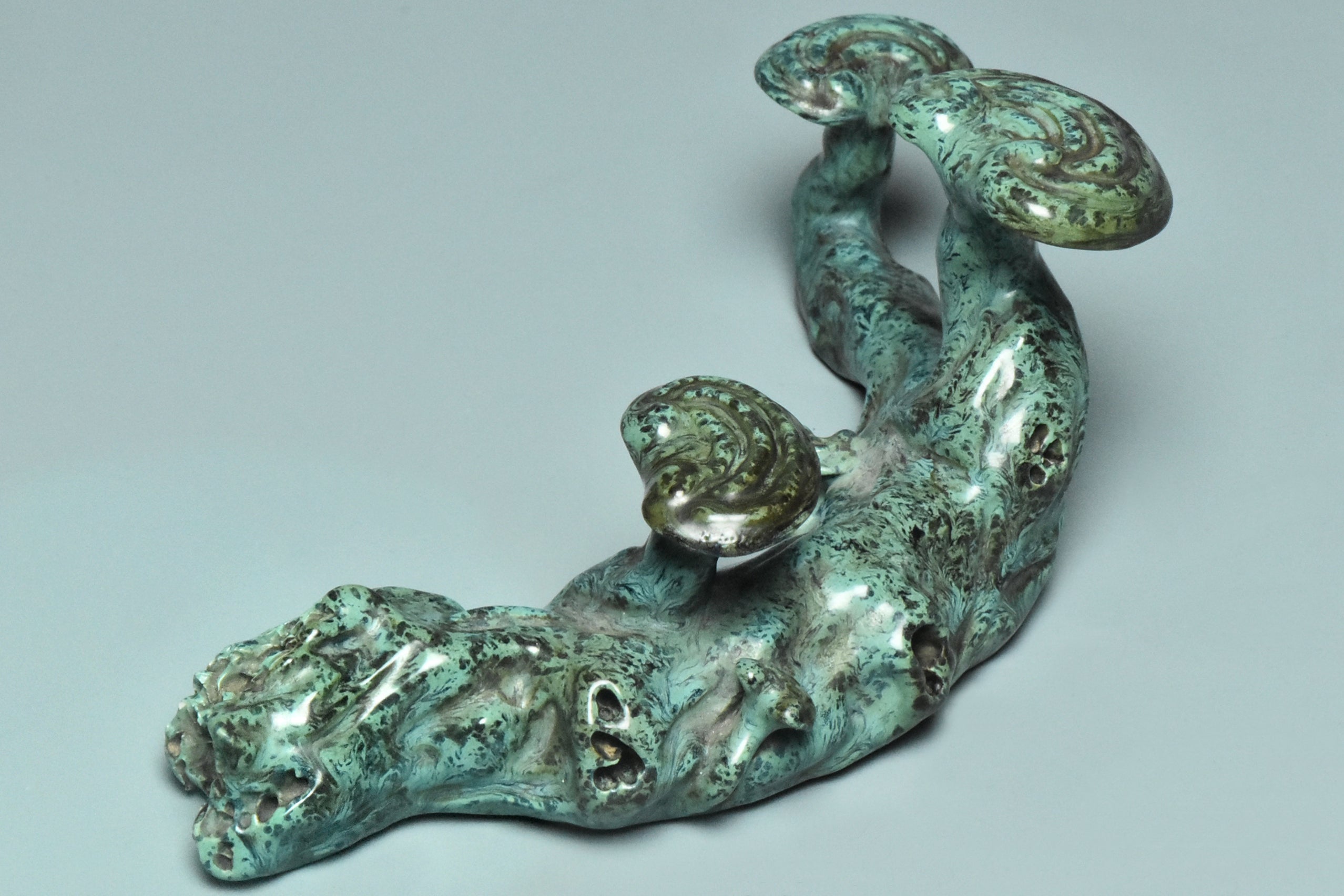 R000: Chinese Turquoise Glazed Brush Rest Hall Mark Qing Qianlong Style