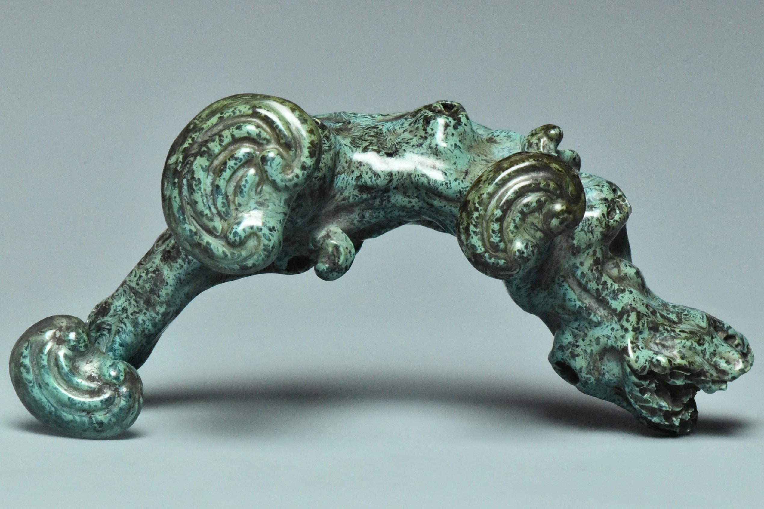 R000: Chinese Turquoise Glazed Brush Rest Hall Mark Qing Qianlong Style