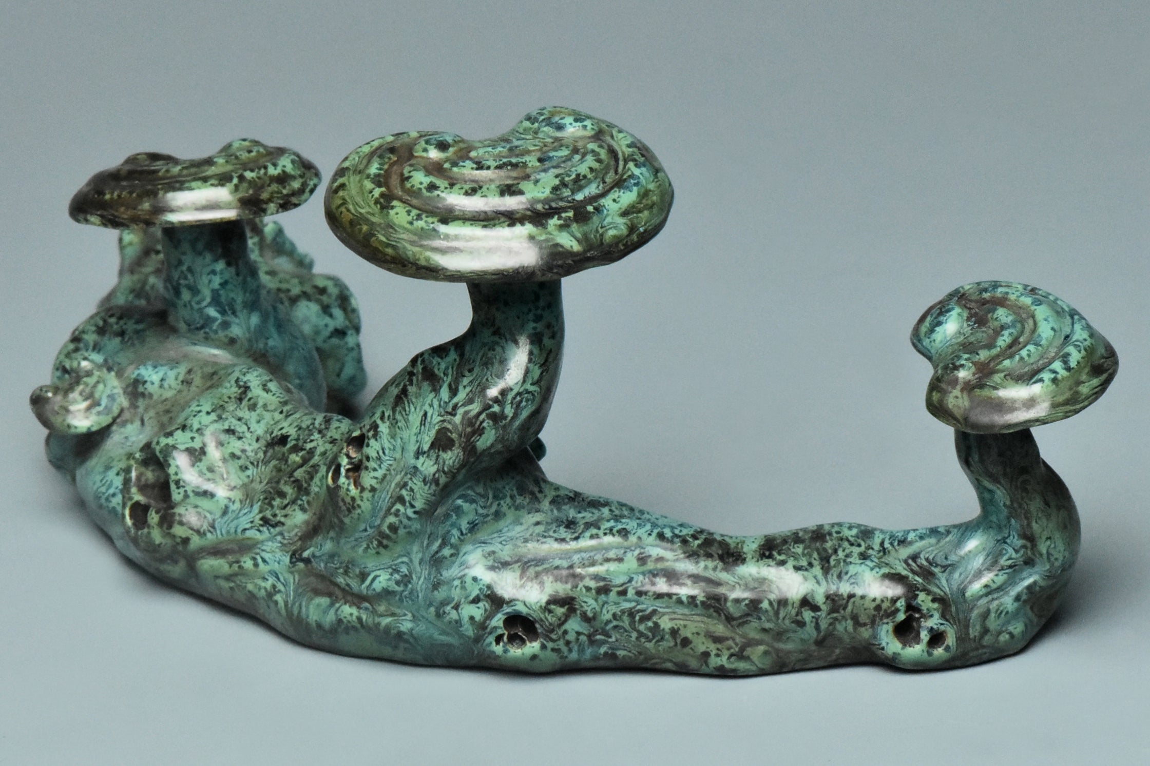 R000: Chinese Turquoise Glazed Brush Rest Hall Mark Qing Qianlong Style