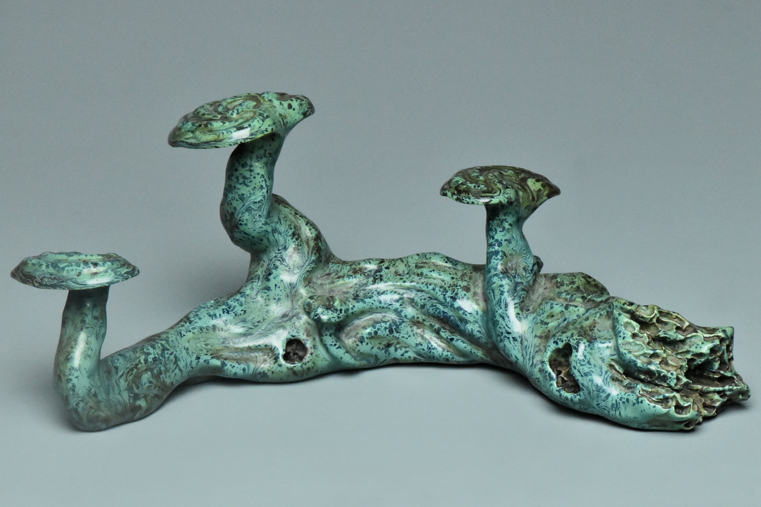 R000: Chinese Turquoise Glazed Brush Rest Hall Mark Qing Qianlong Style