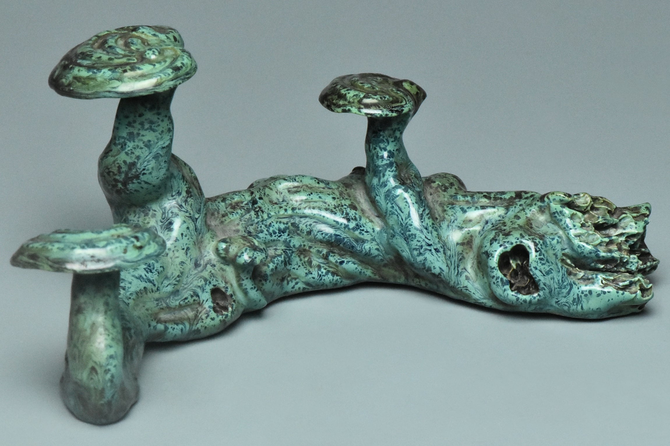 R000: Chinese Turquoise Glazed Brush Rest Hall Mark Qing Qianlong Style