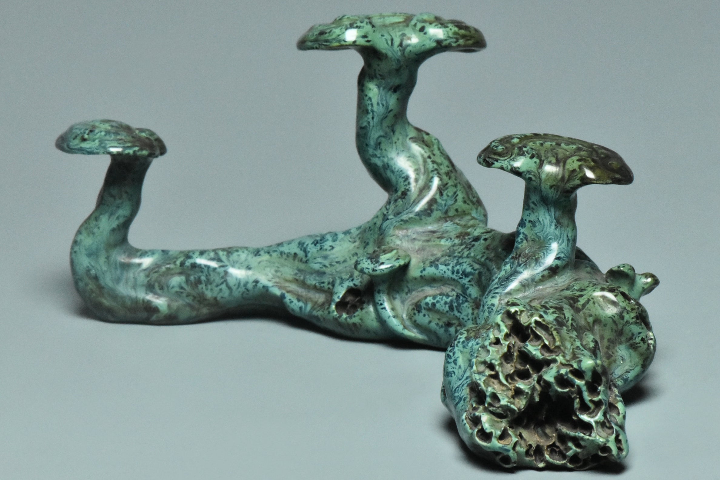 R000: Chinese Turquoise Glazed Brush Rest Hall Mark Qing Qianlong Style