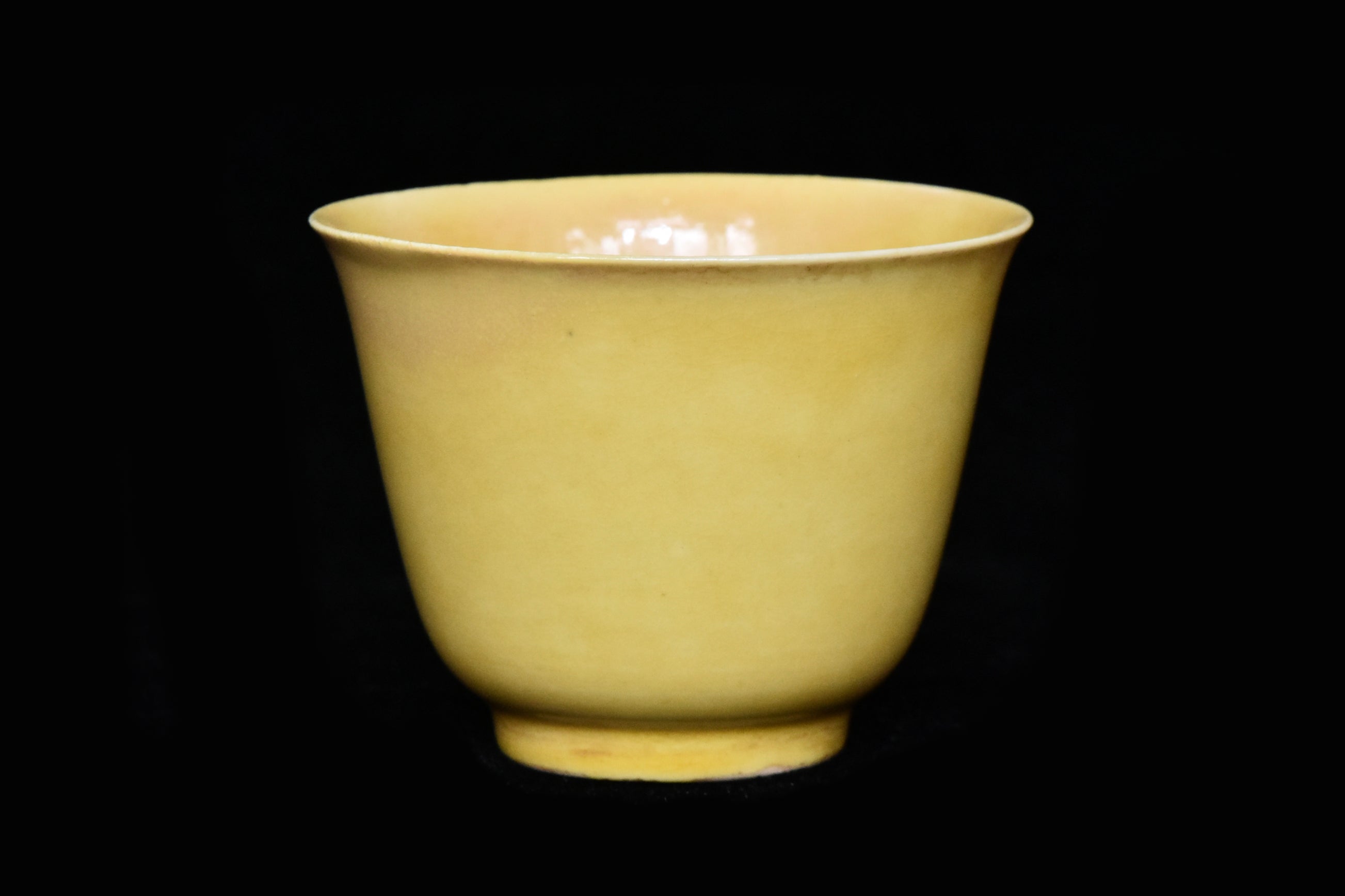 R213: Chinese Yellow Glazed Cup Wanli Mark Ming Dynasty Style