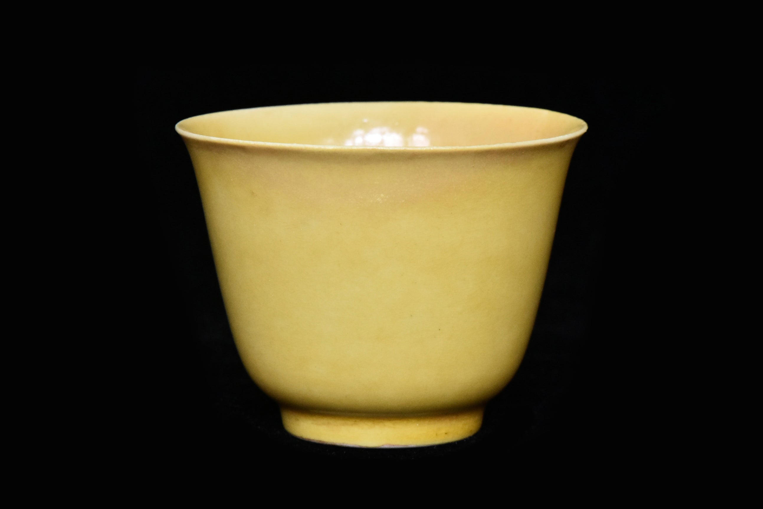 R213: Chinese Yellow Glazed Cup Wanli Mark Ming Dynasty Style