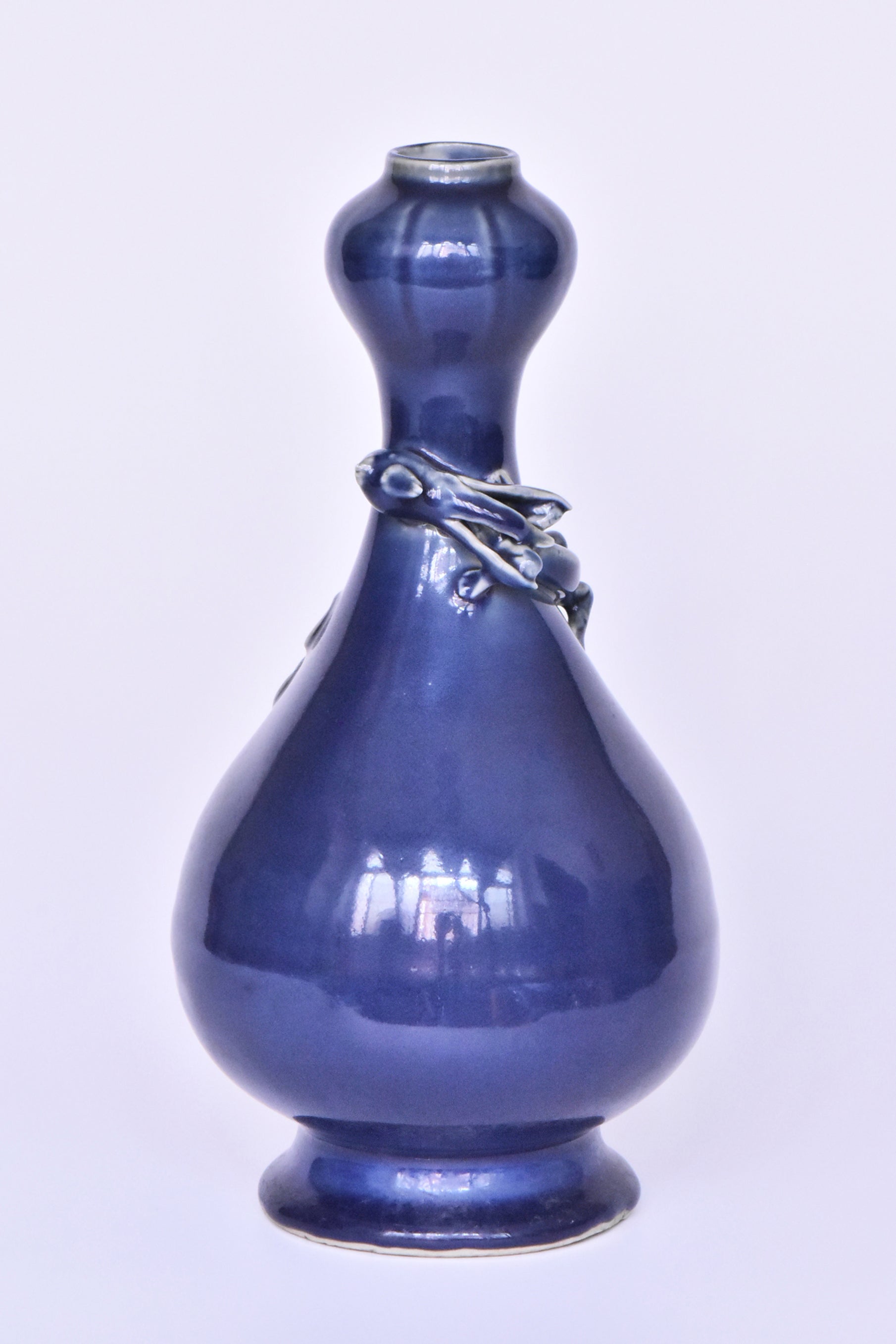 R281: Chinese Blue Glazed Dragon Vase Wanli Mark Ming Dynasty Style