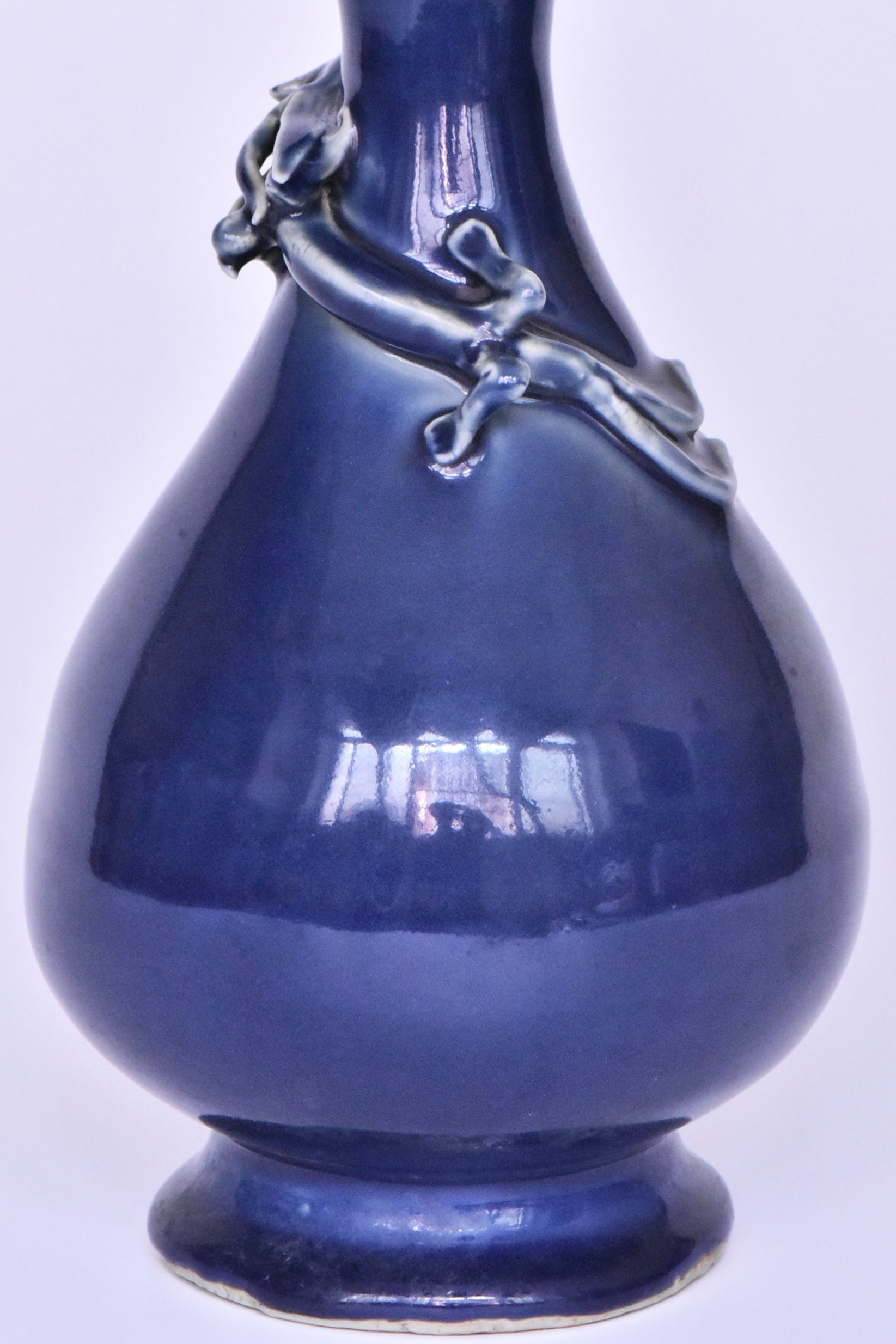 R281: Chinese Blue Glazed Dragon Vase Wanli Mark Ming Dynasty Style