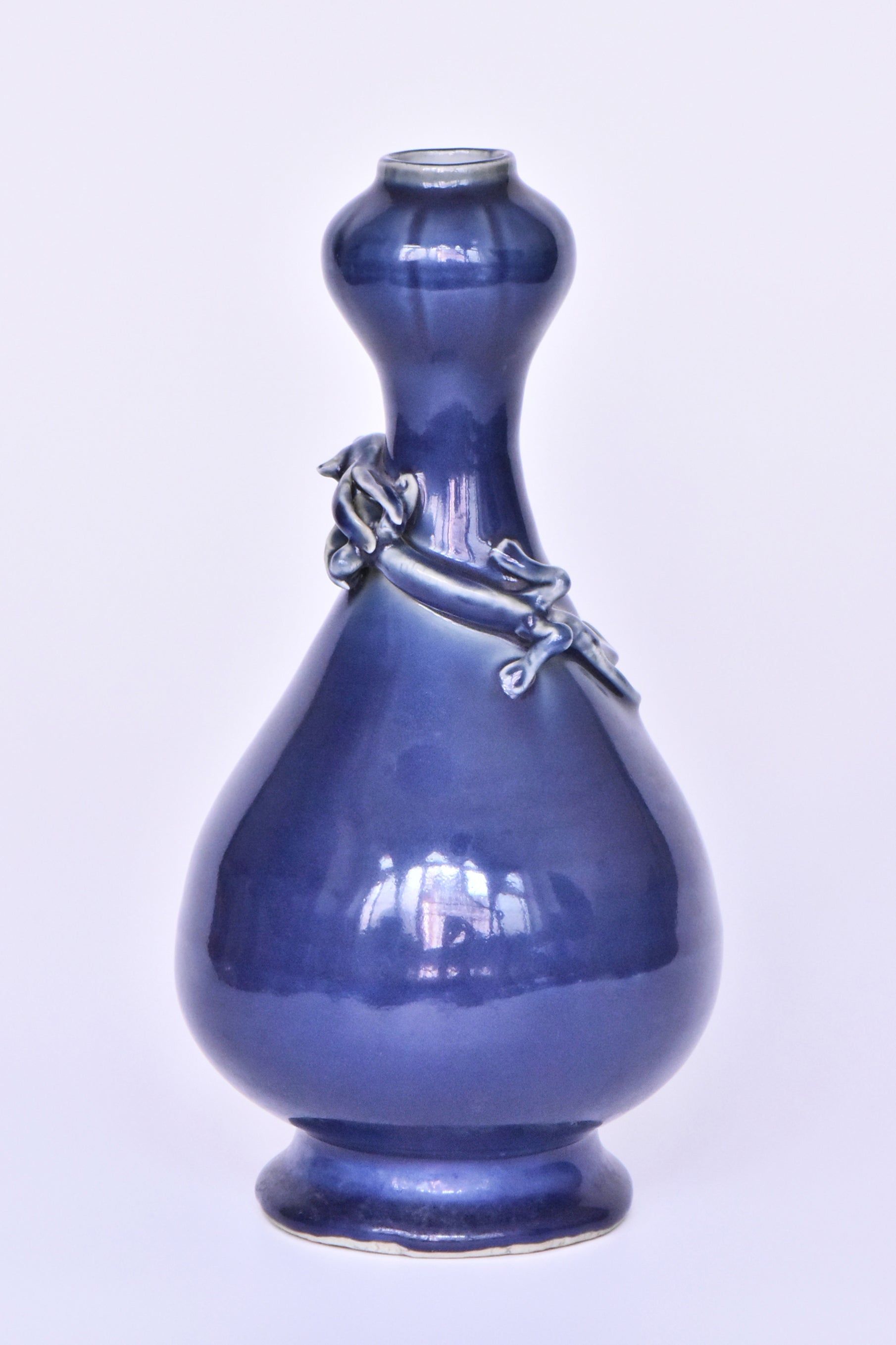 R281: Chinese Blue Glazed Dragon Vase Wanli Mark Ming Dynasty Style