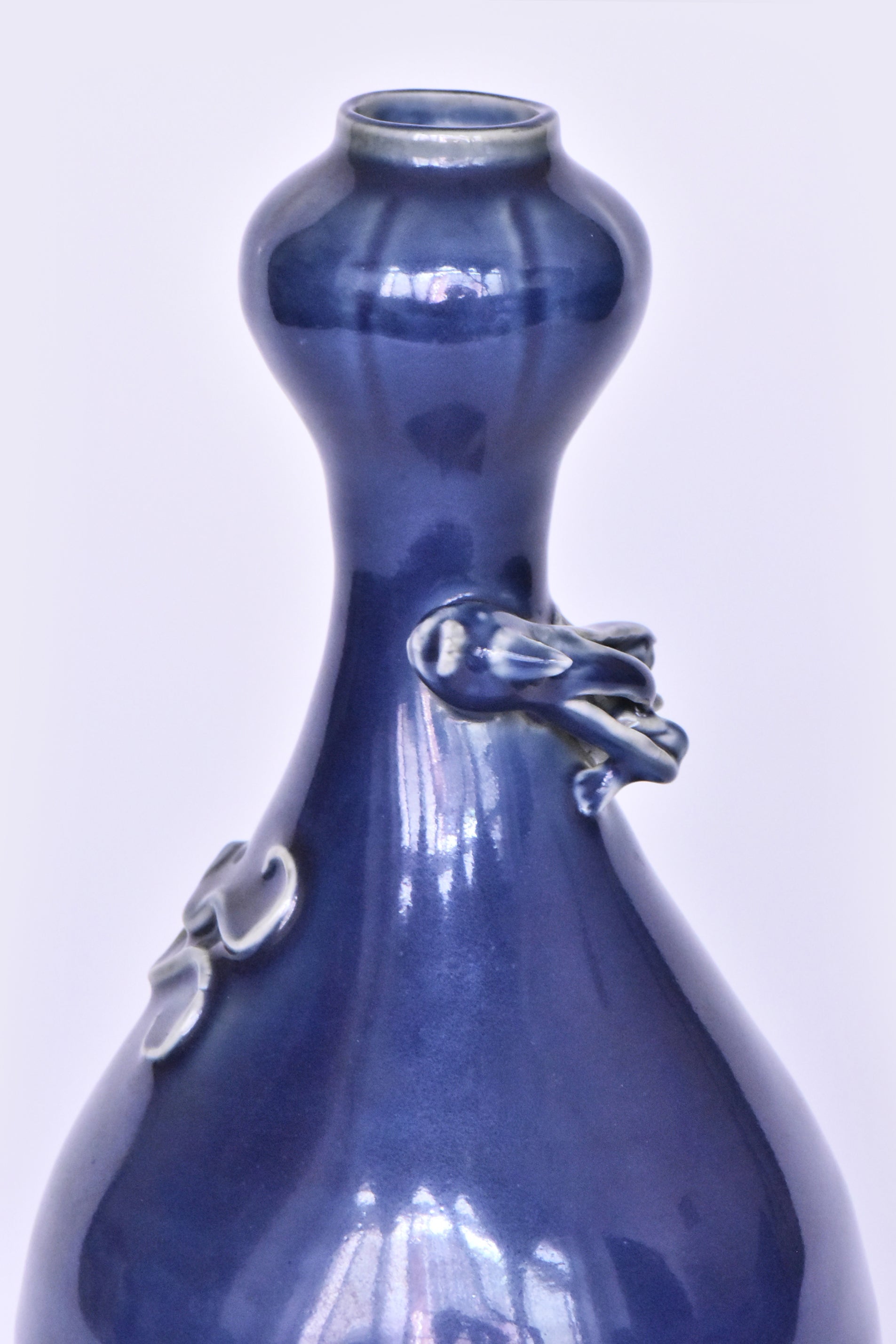 R281: Chinese Blue Glazed Dragon Vase Wanli Mark Ming Dynasty Style