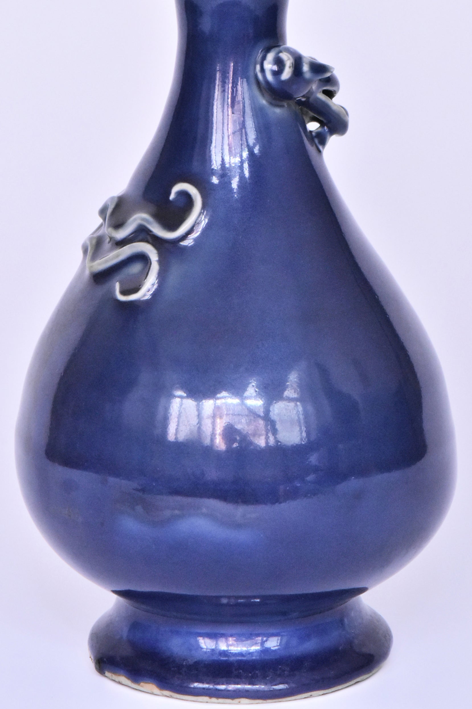 R281: Chinese Blue Glazed Dragon Vase Wanli Mark Ming Dynasty Style