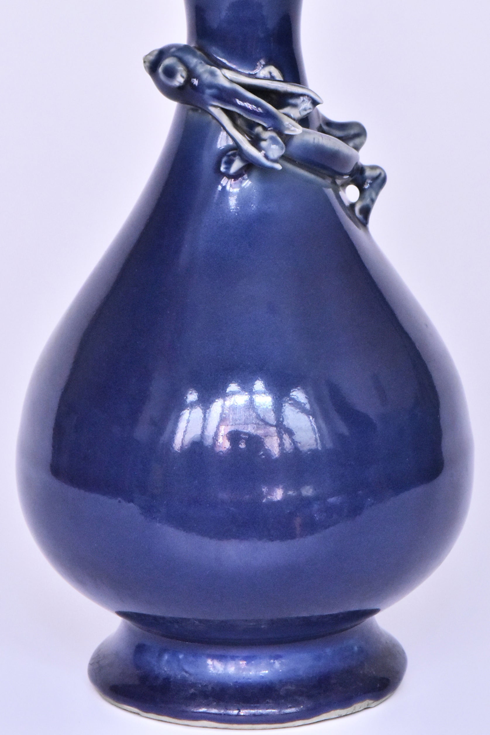 R281: Chinese Blue Glazed Dragon Vase Wanli Mark Ming Dynasty Style