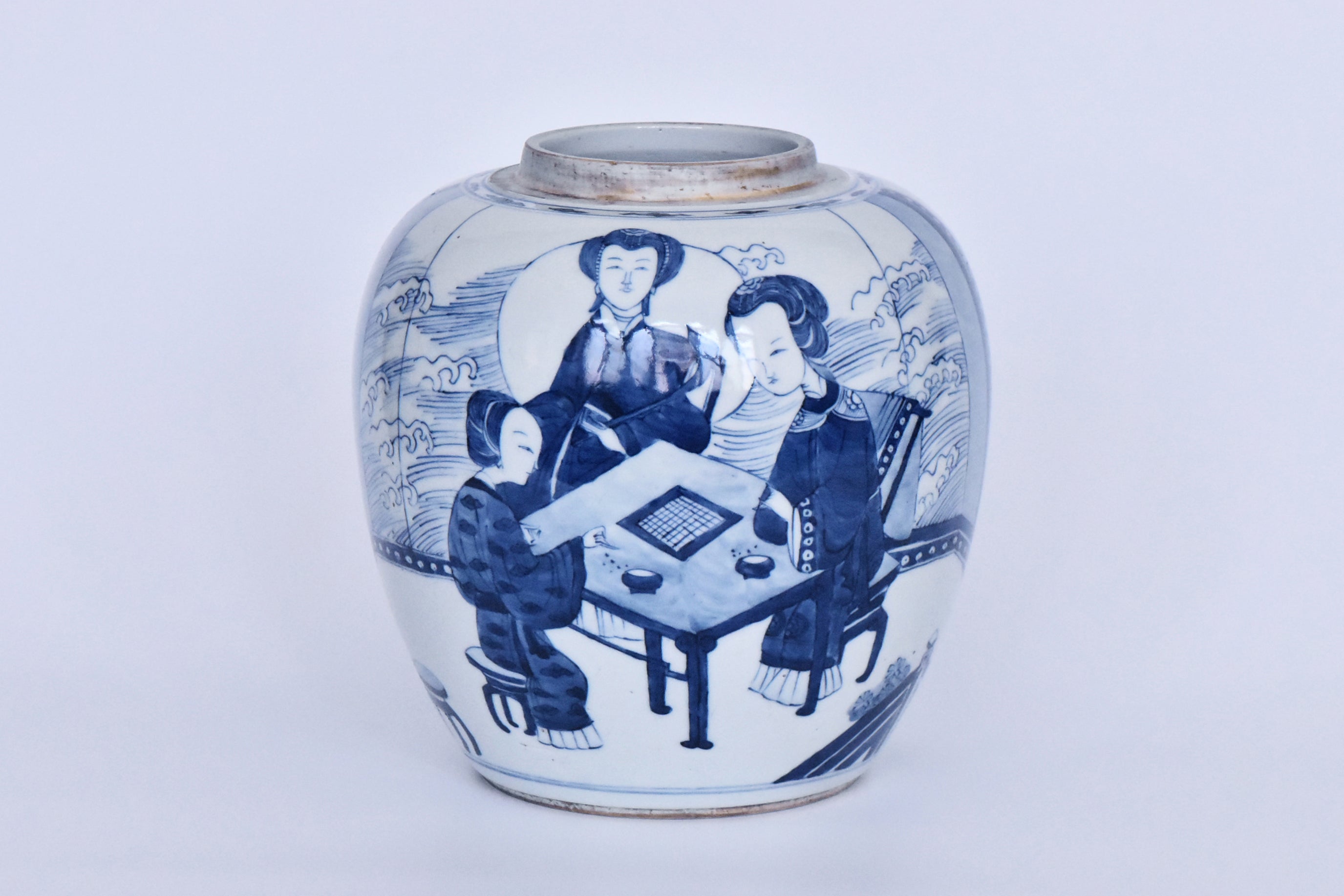 R381: Chinese Blue and White Jar Qing Kangxi Style