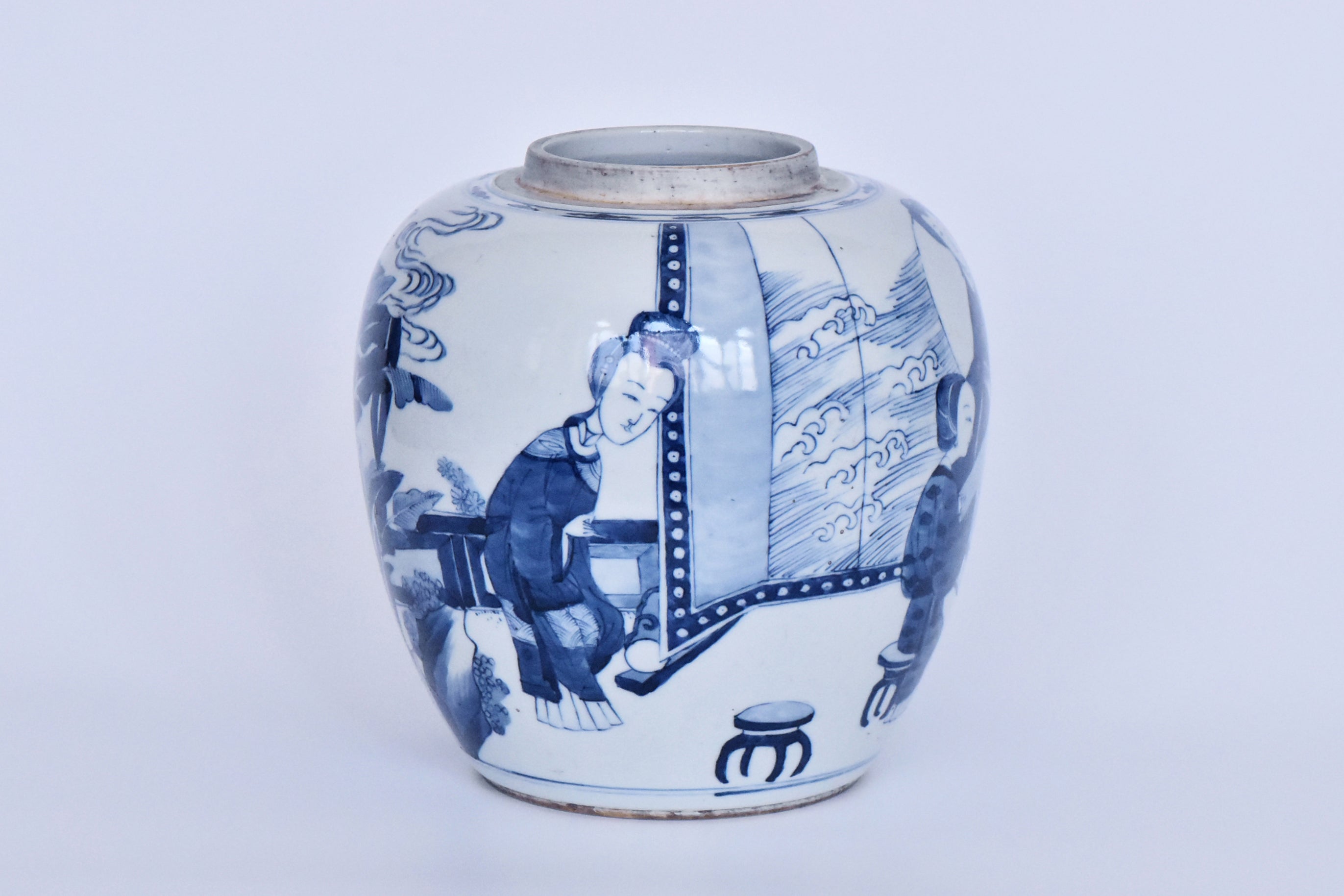 R381: Chinese Blue and White Jar Qing Kangxi Style