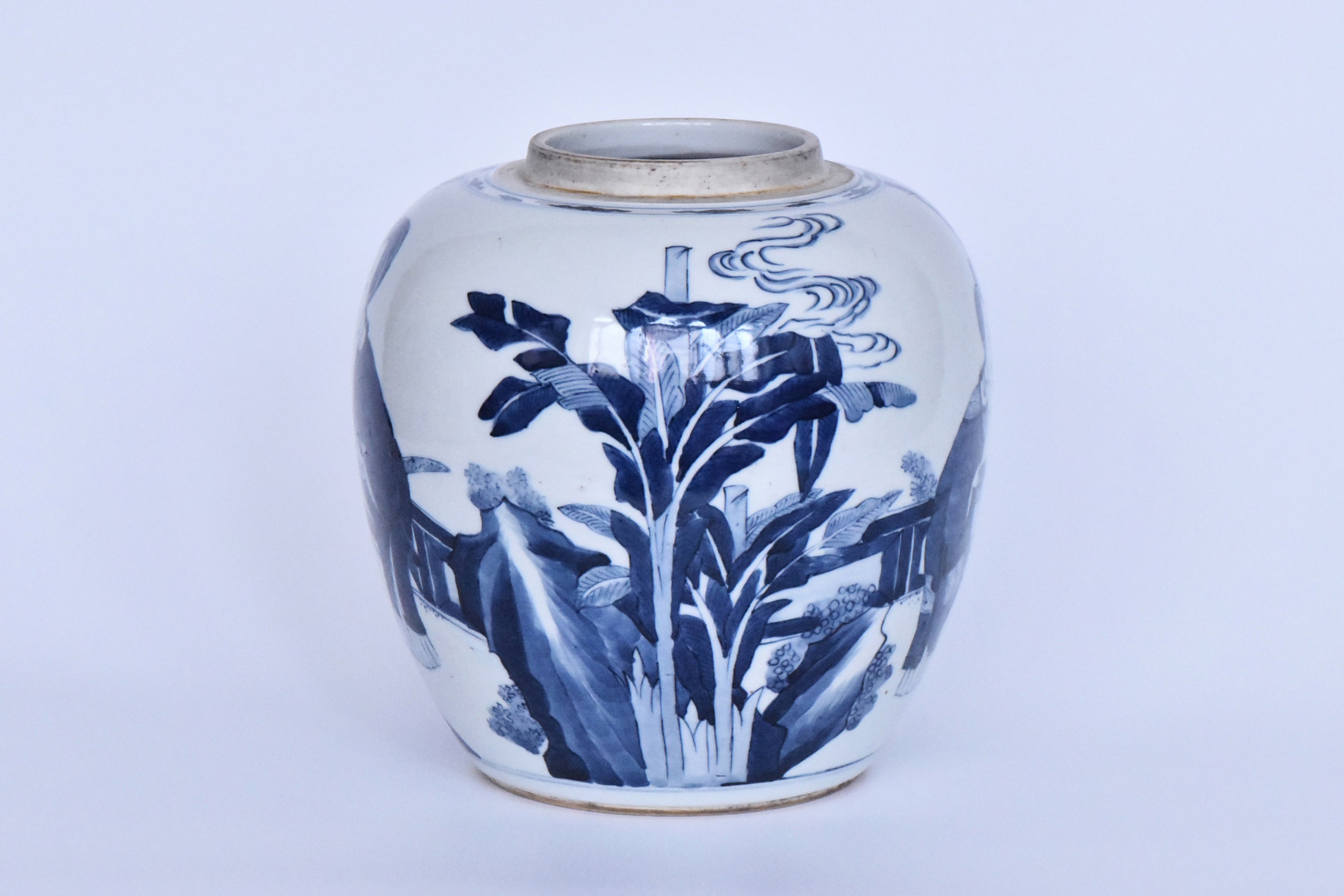 R381: Chinese Blue and White Jar Qing Kangxi Style