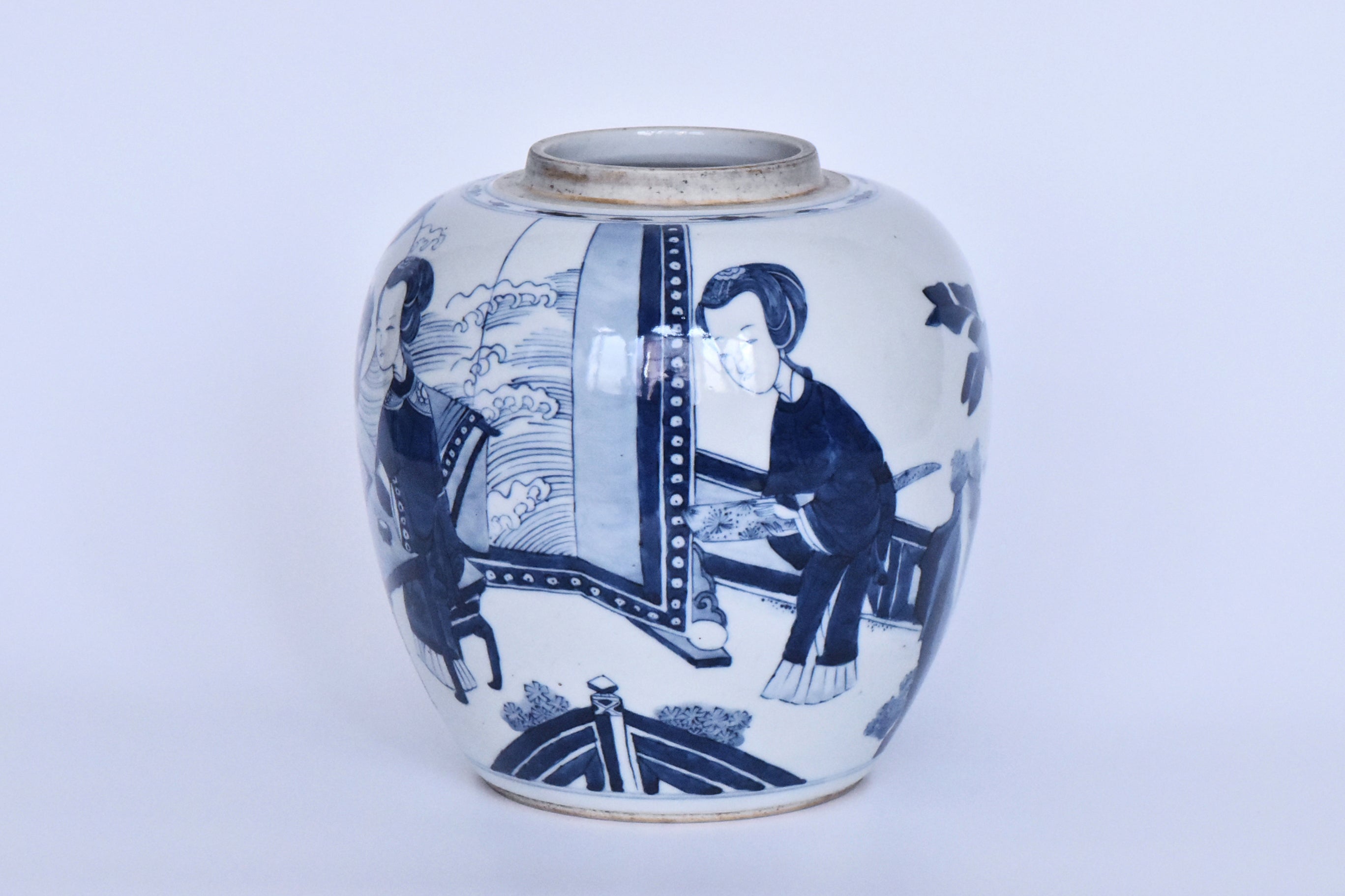 R381: Chinese Blue and White Jar Qing Kangxi Style