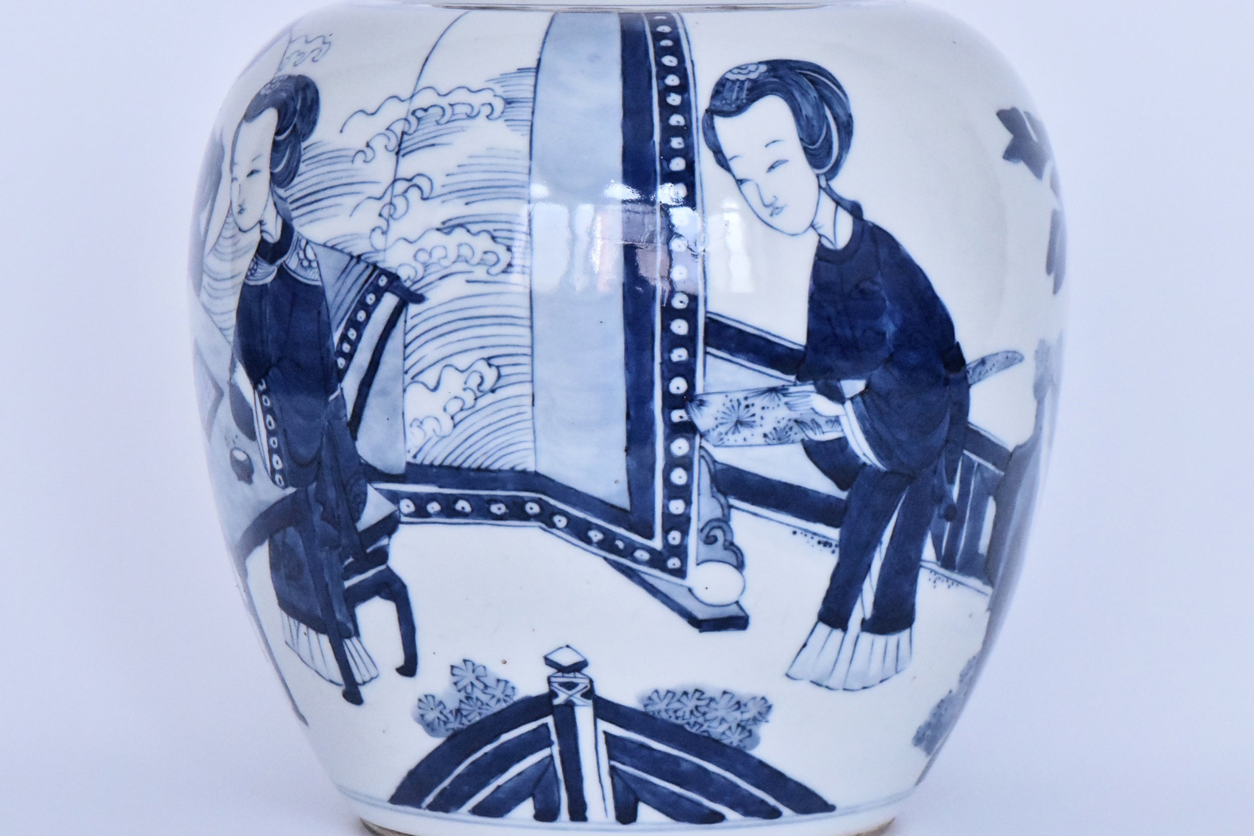 R381: Chinese Blue and White Jar Qing Kangxi Style