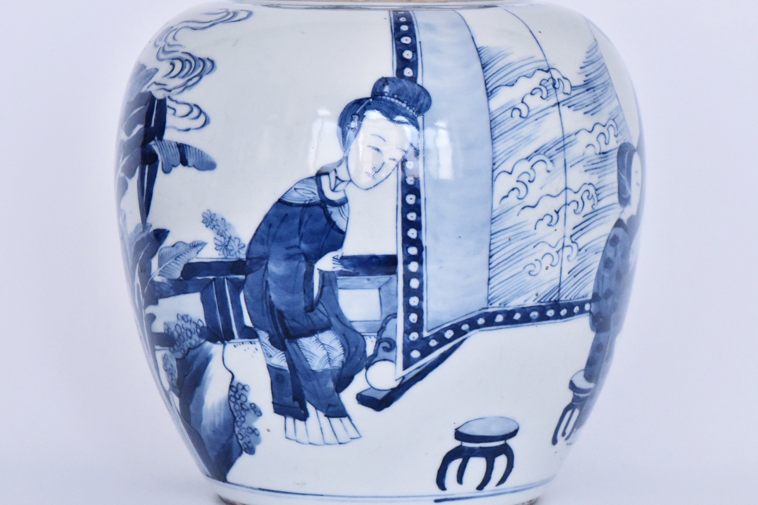 R381: Chinese Blue and White Jar Qing Kangxi Style