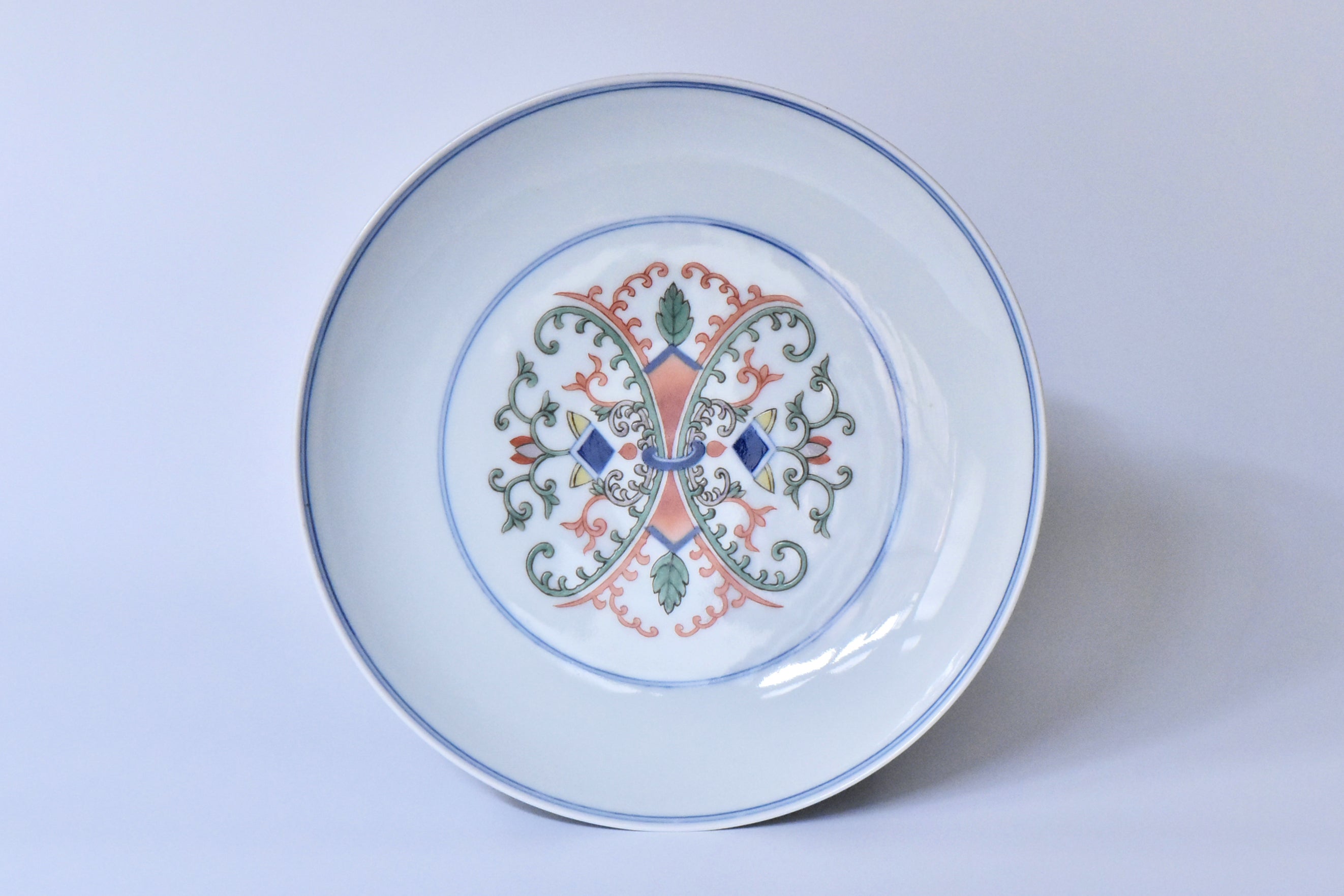 R406: Chinese Doucai Dish Guangxu Mark Qing Dynasty Style