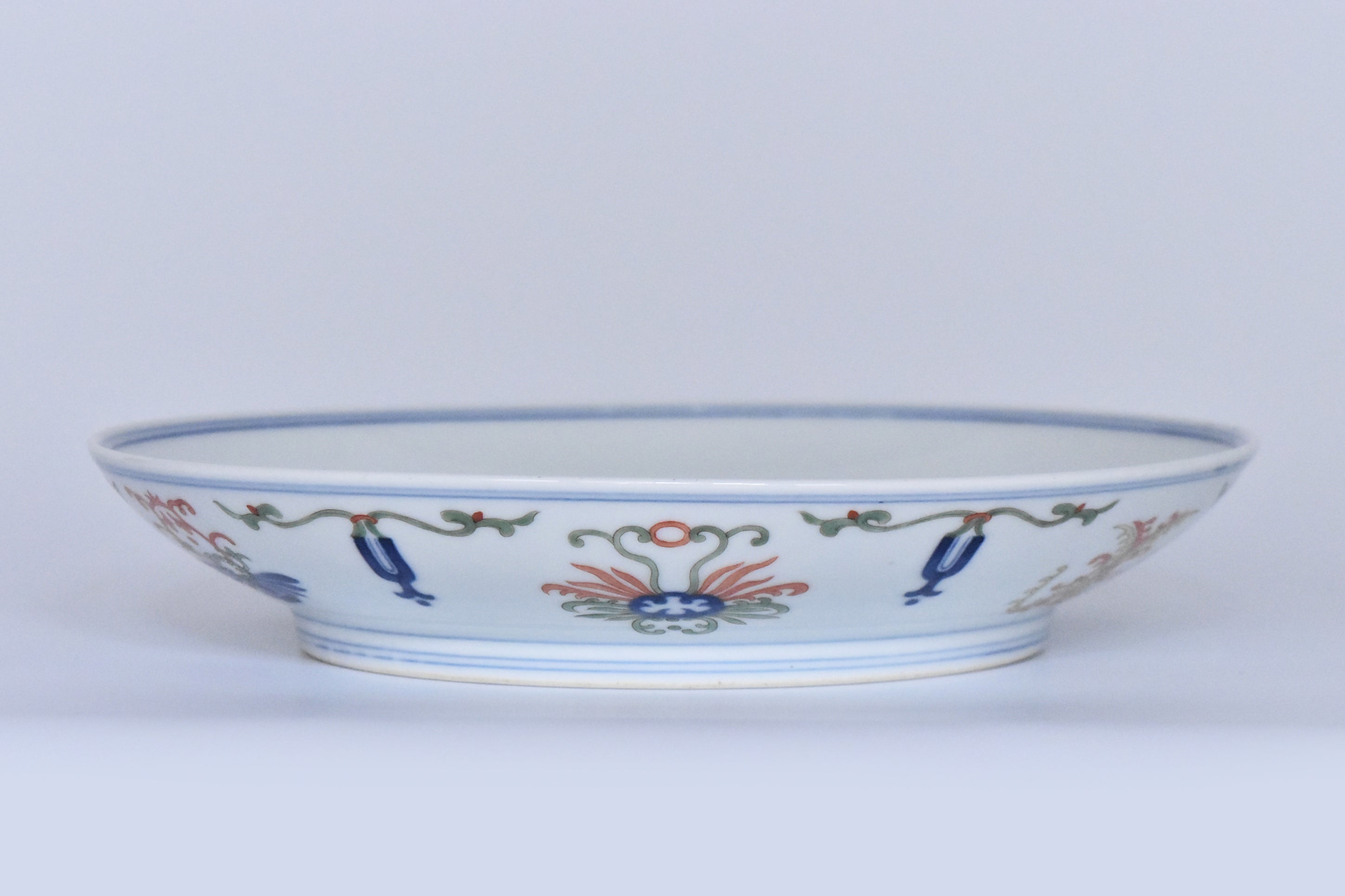 R406: Chinese Doucai Dish Guangxu Mark Qing Dynasty Style