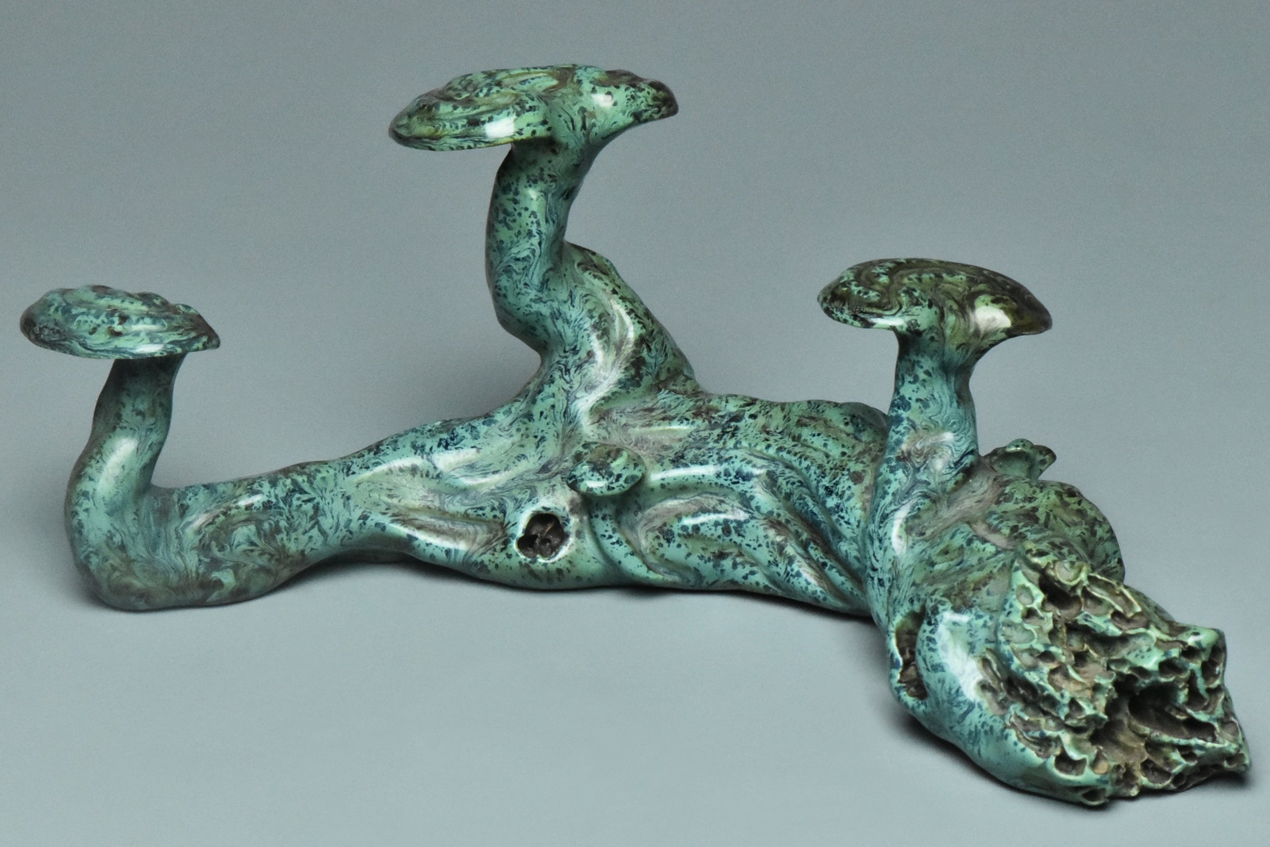 R000: A CHINESE QING QIANLONG STYLE TURQUOISE GLAZED BRUSH REST HALL MARK