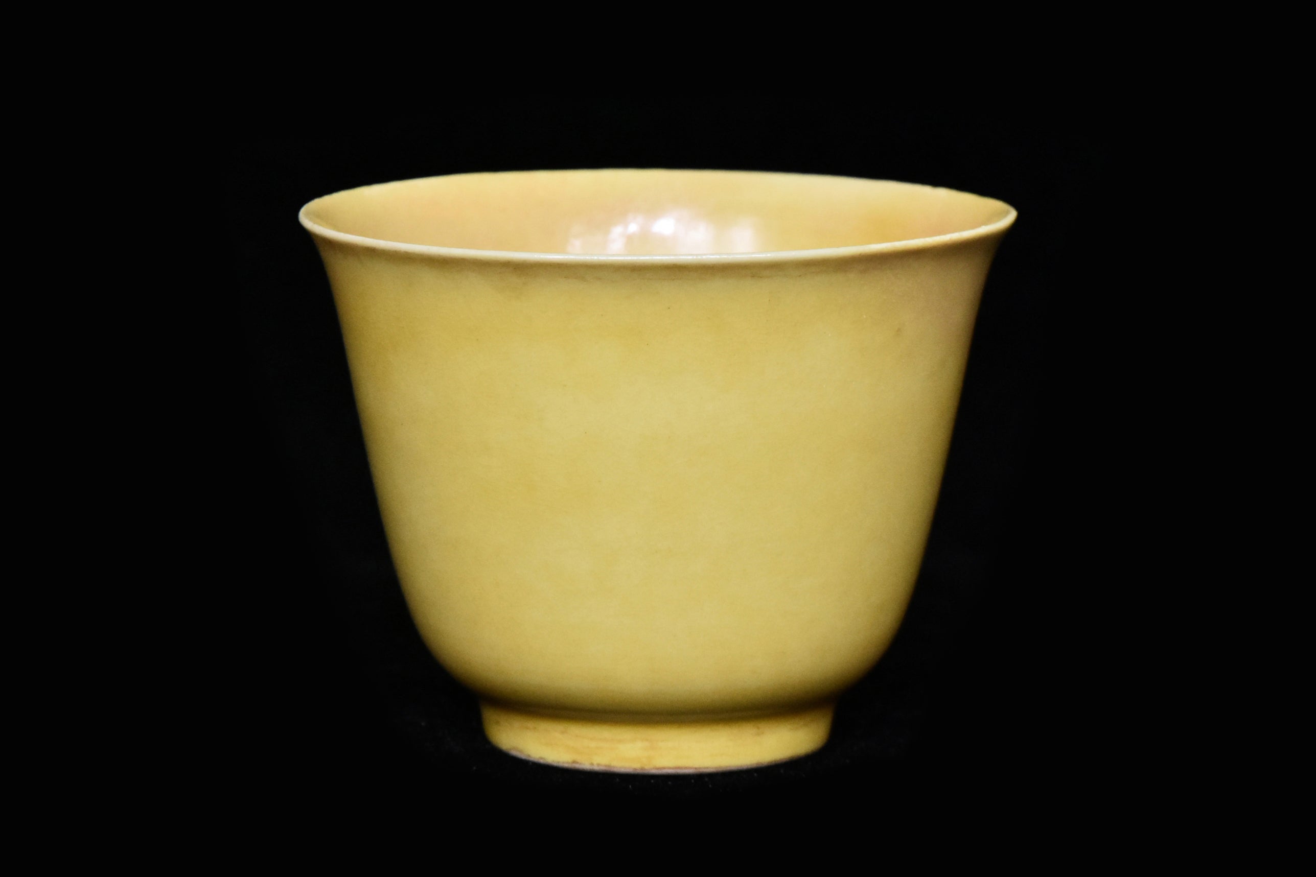 R213: Chinese Yellow Glazed Cup Wanli Mark Ming Dynasty Style